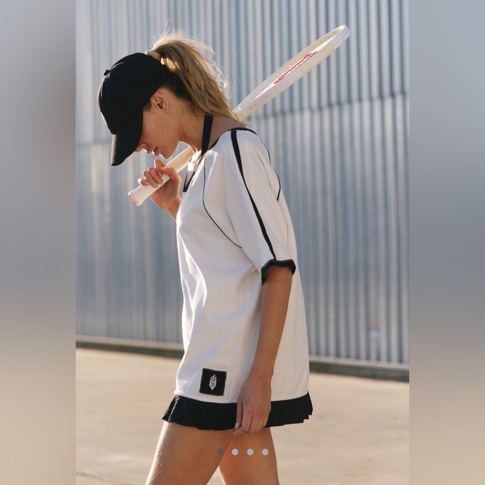 FP Movement by Free People White and Black Short Sleeve Tee